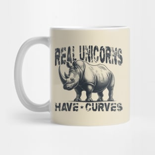 Real unicorns have curves; retro; vintage; curvy; humor; joke; funny; cool; cute; curvy woman; gift for her; curvy figure; curvy girl; body positivity; thicc; proud; body; unicorns; rhino; weight; Mug